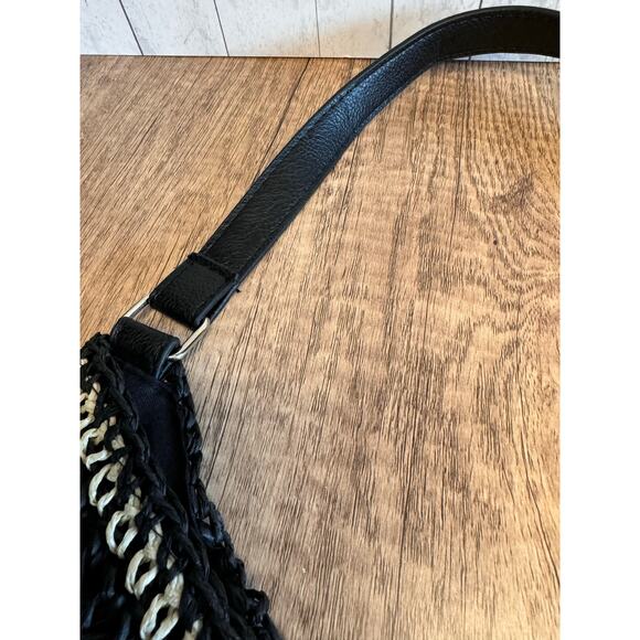 Straw Purse Hobo Bag Neutral Black Tan HandBag NEW FAST SHIP Beach Bag Beachy - Picture 3 of 6